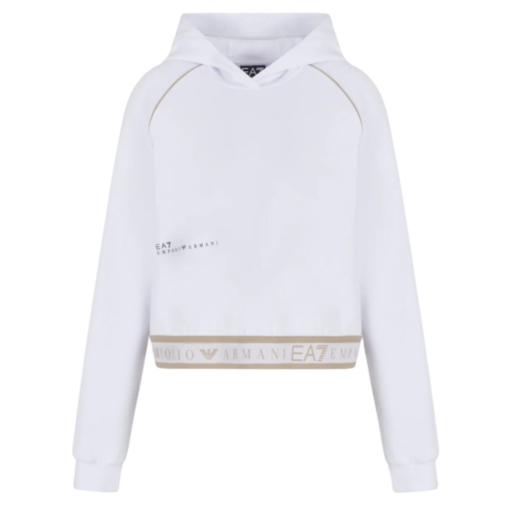 EA7 EMPORIO ARMANI FELPA WHITE CON CAPPUCCIO DYNAMIC ATHLETE IN TESSUTO TECNICO NATURAL VENTUS7	