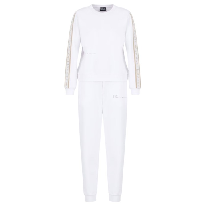 EA7 EMPORIO ARMANI COMPLETO WHITE FELPA/PANTALONE DYNAMIC ATHLETE IN TESSUTO TECNICO NATURAL VENTUS7	