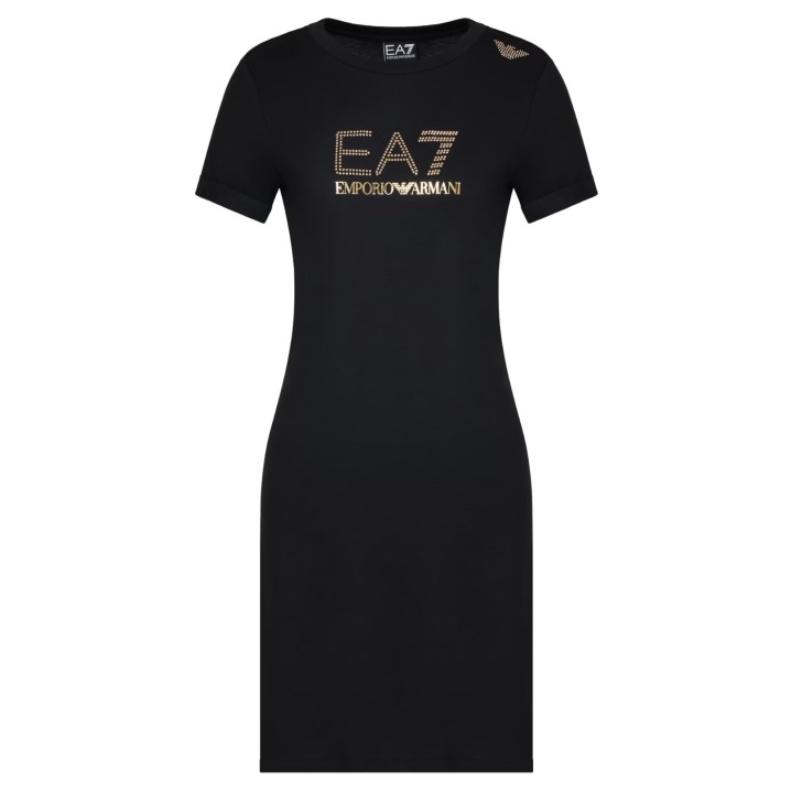 EA7 EMPORIO ARMANI ABITO BLACK A MANICA CORTA EVOLUTION IN JERSEY IN MISTO COTONE E MODAL STRETCH