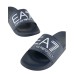 EA7 EMPORIO ARMANI CIABATTA BLU DA UOMO CON LOGO LETTERING BIANCO 