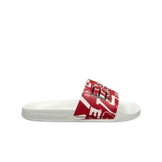 EA7 EMPORIO ARMANI CIABATTA UNISEX BIANCA CON STAMPA ALL OVER ROSSA 