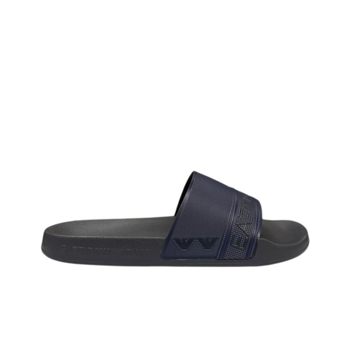 EA7 EMPORIO ARMANI CIABATTA DA UOMO BLU CON LOGO LETTERING NERO 