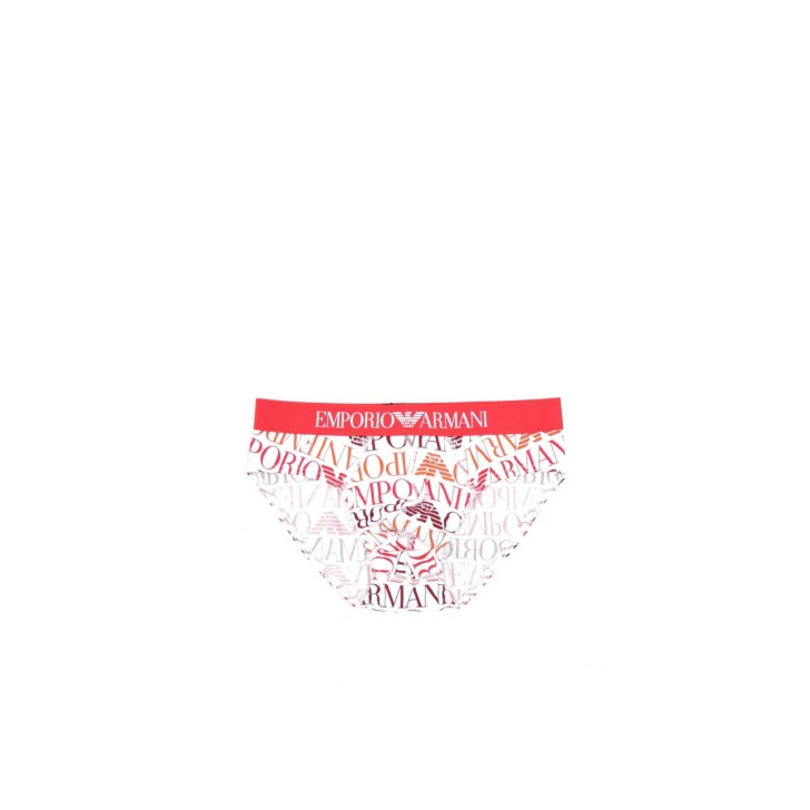 Emporio Armani Slip Bianco stampa logo lettering multicolore