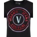 Versace Jeans Couture T-shirt in cotone a manica corta con maxi logo glitterato