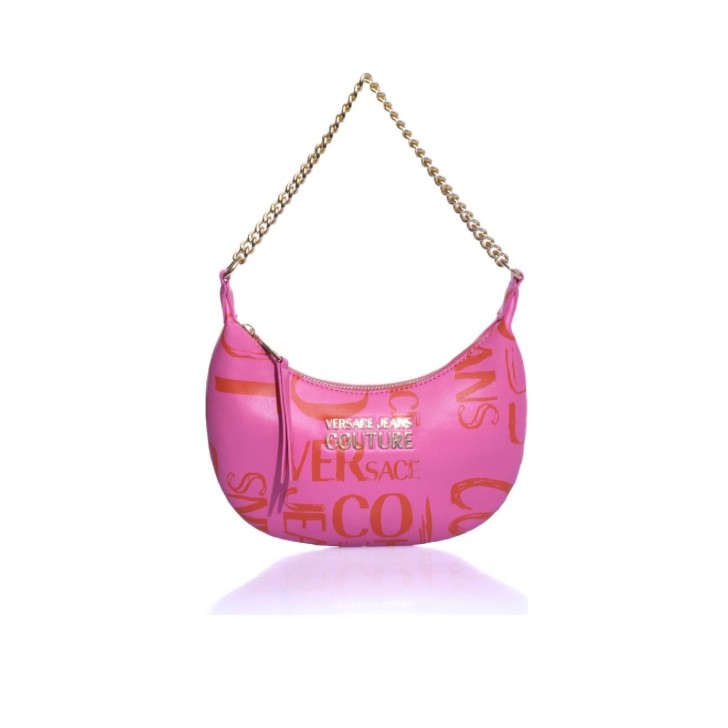 Versace Jeans Couture Borsa a Mano da Donna Fucsia con stampa Logo Couture all over