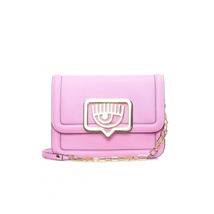 Chiara Ferragni Borsa Rosa Logo EYELIKE in metallo oro con tracolla estraibile