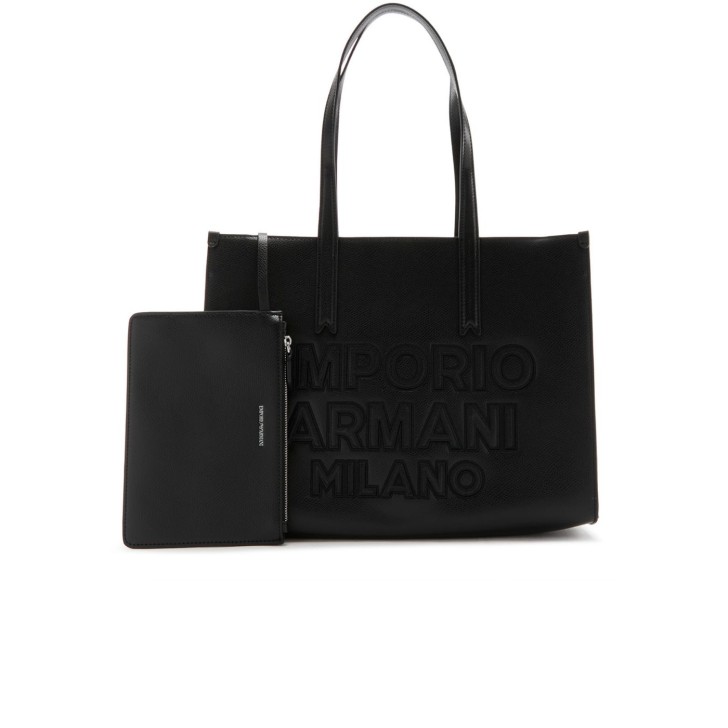 Emporio Armani Borsa a spalla Nera con logo Lettering EMPORIO ARMANI MILANO