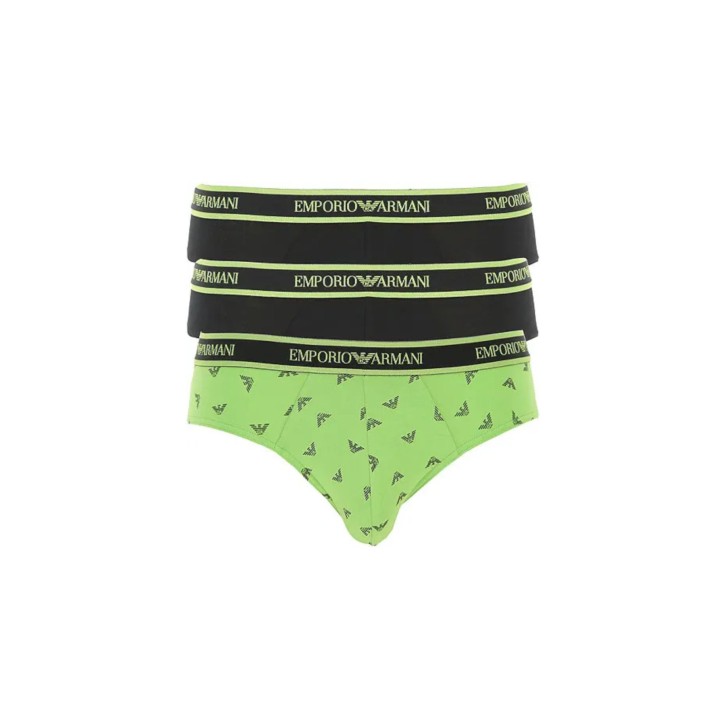 Emporio Armani Set 3 Slip in cotone stretch con vita elastica e logo lettering 1117342F71718521