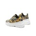 Versace Jeans Couture Sneakers Nera in pelle da Donna con stampa barocco all over