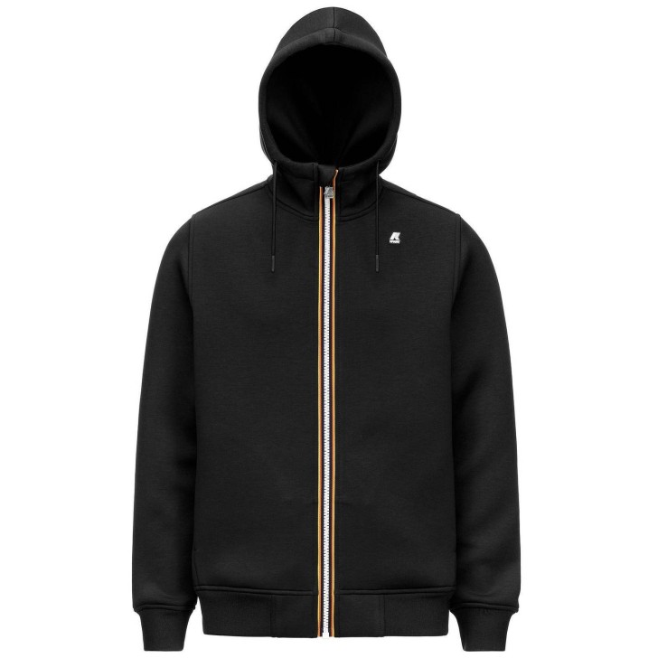 K-way Felpa Uomo nera con cappuccio e zip 