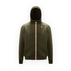 K-way Felpa verda da uomo con zip e cappuccio 
