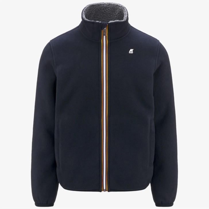 K-WAY Felpa in pile da Uomo PASCAL SHERPA POLAR BLUE D-GREY