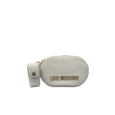 Love Moschino Borsa a tracolla bianca con logo lettering in metallo