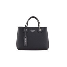 Emporio Armani Borsa a mano MyEA Bag Small Blu Navy stampa cervo con tracolla in nastro con logo lettering All Over regolabile, estraibile