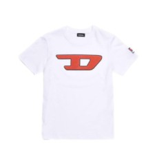 Diesel T-shirt a girocollo bianca con logo a contrasto