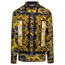 Versace Jeans Couture Camicia Nera con stampa Baroque da Uomo 