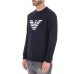 EMPORIO ARMANI FELPA BLU NAVY IN MISTO MODAL CON MAXI STAMPA LOGO AQUILA WHITE