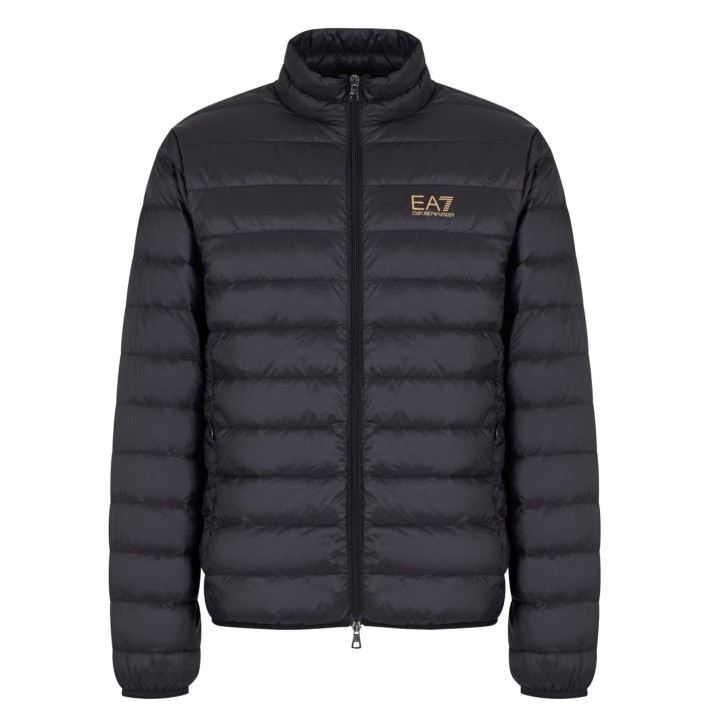 EA7 EMPORIO ARMANI GIUBBOTTO BLACK CON LOGO LETTERING GOLD 