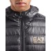 EA7 EMPORIO ARMANI GIUBBOTTO CON CAPPUCCIO BLACK CON LOGO LETTERING GOLD 