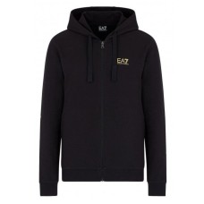 EA7 Emporio Armani felpa nera e oro con zip e cappuccio