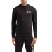 EA7 EMPORIO ARMANI FELPA CON CAPPUCCIO IN COTONE BLACK CON LOGO LETTERING GOLD