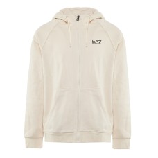  EA7 EMPORIO ARMANI FELPA FULL ZIP CON CAPPUCCIO IN COTONE BEIGE