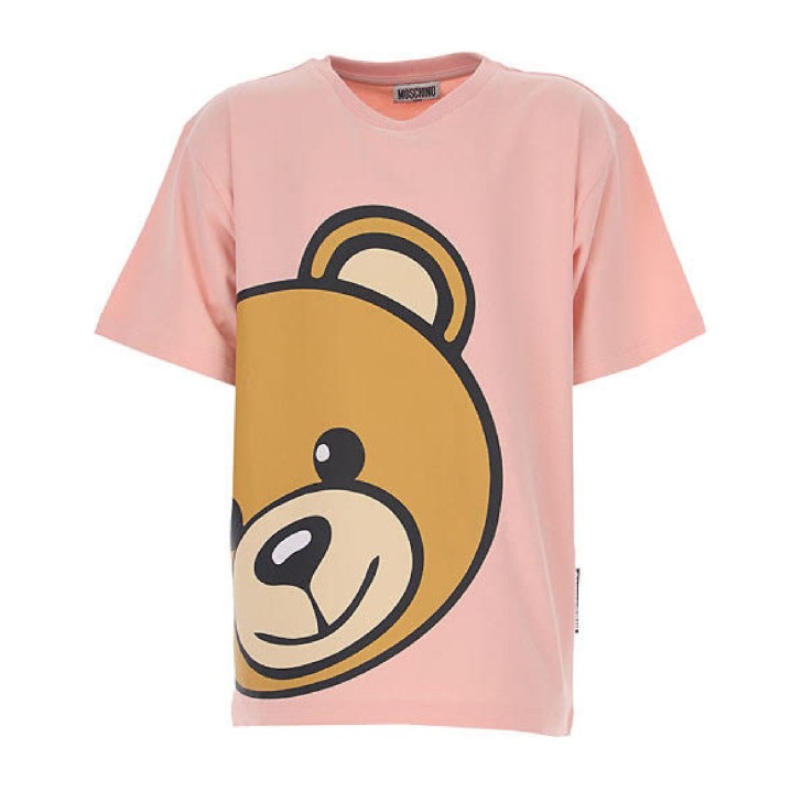 Moschino T-shirt rosa a manica corta con maxi Teddy Bear