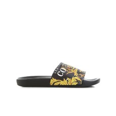 Versace Jeans Couture Ciabatta nera con stampa Logo Couture