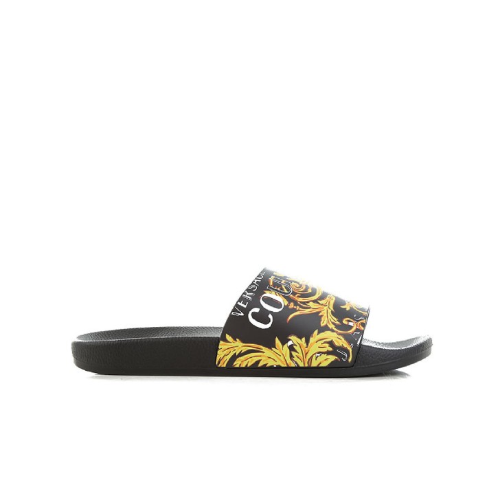 Versace Jeans Couture Ciabatta nera con stampa Logo Couture