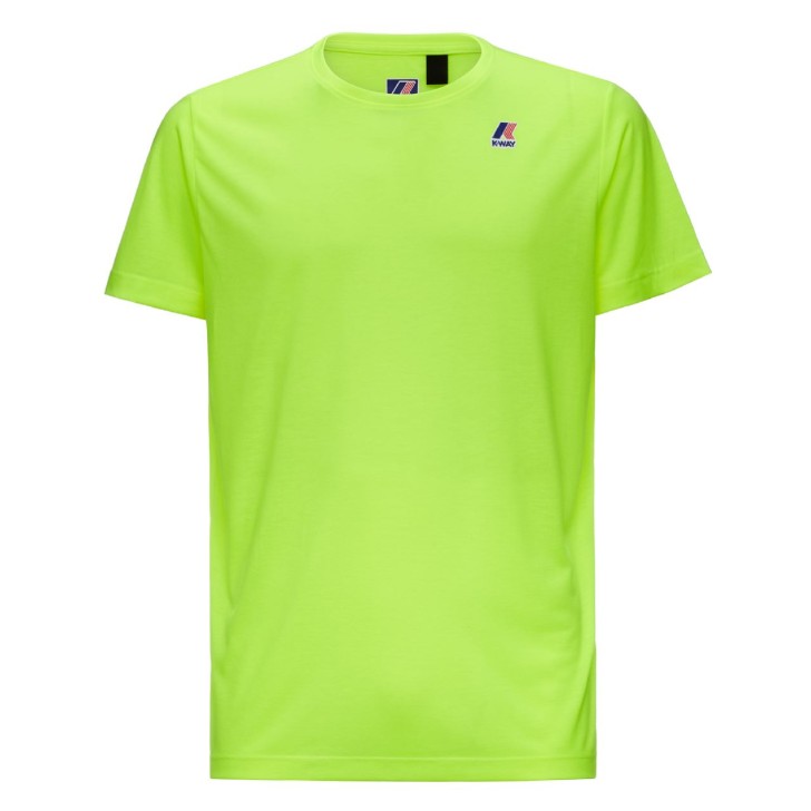 K-Way T-shirt LE VRAI EDOUARD FLUO a manica corta giallo fluo con logo stampato K-WAY nella parte anteriore