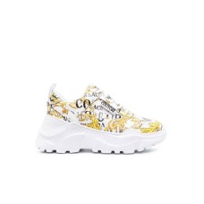 Versace Jeans Couture Sneakers Bianche in pelle da Donna con stampa Baroque all over