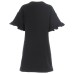 Moschino Couture abito nero a manica corta con rouches e logo Mini Teddy in strass multicolore