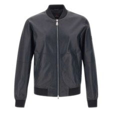 Peuterey  Giubbotto in pelle blu da Uomo chiusura con zip centrale 