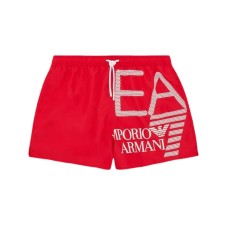 Ea7 Emporio Armani boxer da mare rosso con logo bianco nella parte anteriore 