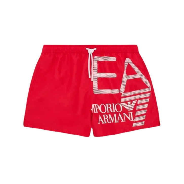 Ea7 Emporio Armani boxer da mare rosso con logo bianco nella parte anteriore 