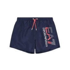 Ea7 Emporio Armani boxer da mare blu con logo 