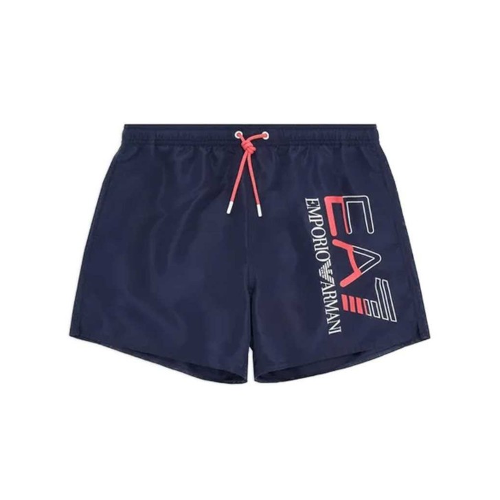 Ea7 Emporio Armani boxer da mare blu con logo 