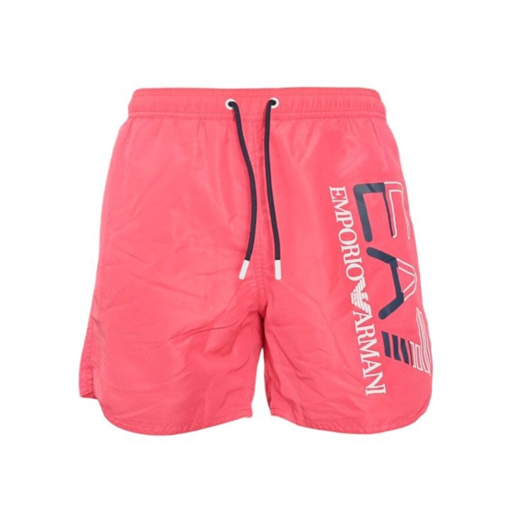 Ea7 Emporio Armani boxer da mare rosso con inserti blu e bianchi