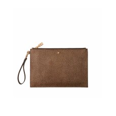 BORBONESE POCHETTE PIATTA CON STAMPA OP NATURAL IN PELLE