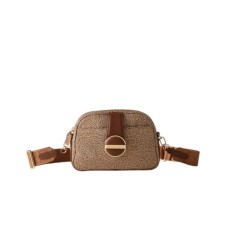 BORBONESE BORSA CAMERA CASE SMALL A TRACOLLA IN NYLON BEIGE/BROWN