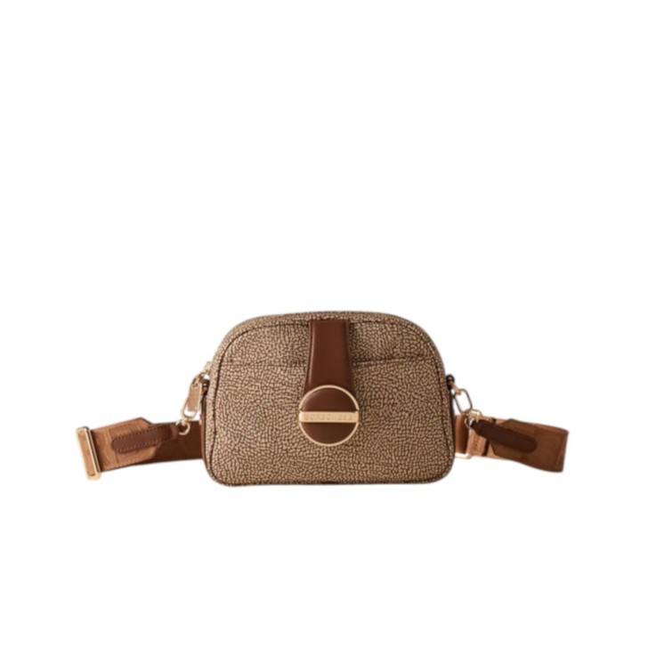 BORBONESE BORSA CAMERA CASE SMALL A TRACOLLA IN NYLON BEIGE/BROWN