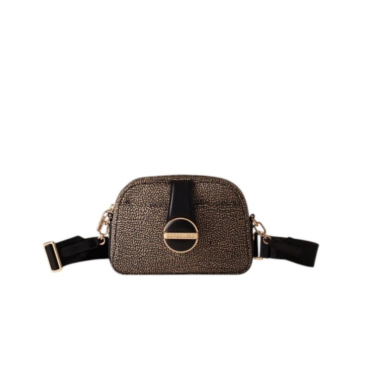 BORBONESE BORSA CAMERA CASE SMALL A TRACOLLA IN NYLON OP NATURAL/BLACK