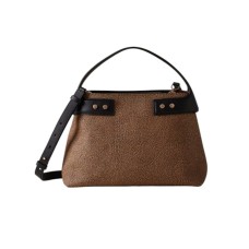 BORBONESE BORSA A MANO ARMOR MEDIUM IN LEATHER OP. NATURAL/BLACK 