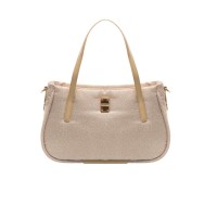 BORBONESE BORSA A SPALLA SHOPPING MEDIUM CAHIER IN NYLON OP SABBIA