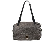 BORBONESE BORSA SHOPPING MEDIUM A SPALLA IN NYLON OP NATURAL/BLACK