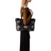 BORBONESE BORSA A SPALLA SHOPPER MEDIUM IN NYLON OP NATURAL/BLACK ESTRAIBILE CON INSERTI IN LEATHER BLACK 