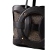 BORBONESE BORSA A SPALLA SHOPPER MEDIUM IN NYLON OP NATURAL/BLACK ESTRAIBILE CON INSERTI IN LEATHER BLACK 