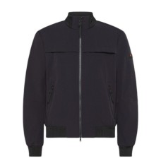 Peuterey Giubbotto lisco in nylon elasticizzato blu con dettagli neri