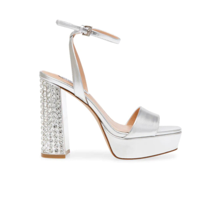 Steve Madden Sandalo con tacco argento metallizzato
