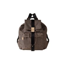 BORBONESE ZAINO MEDIUM CON STAMPA OP NATURAL/BLACK IN NYLON DA DONNA 